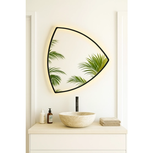 Lustro łazienkowe trójkątne w ramie z podświetleniem - KARO W RAMIE LED